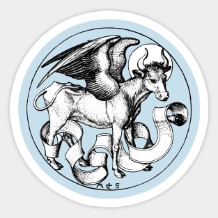 15th Century St Luke's Emblem Winged Bull Sticker